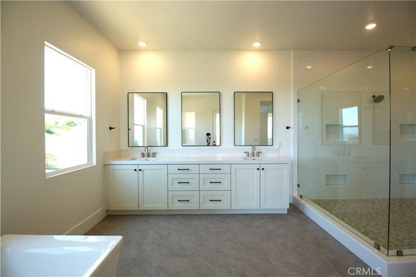 Bathroom, Dual Sink Vanities, Glass Shower, Interior, Recessed Lighting