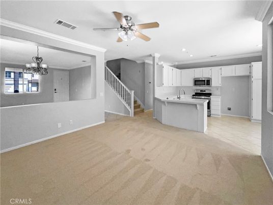 Chandelier, Interior, Kitchen, Pendant Lights, Recessed Lighting, Stainless Steel Appliances