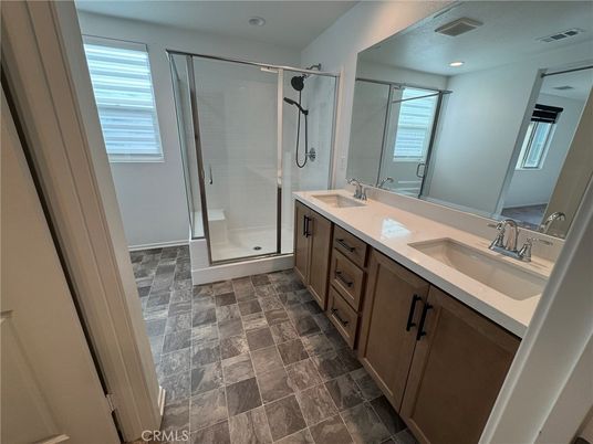 Bathroom, Dual Sink Vanities, Glass Shower, Interior, Recessed Lighting