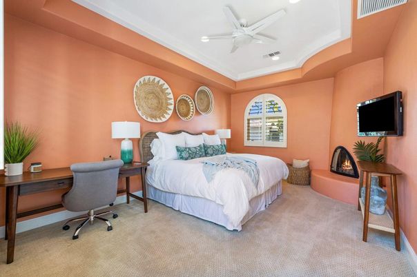 Bedroom, Fireplace, Home Office, Interior, Recessed Lighting
