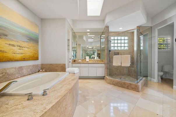 Bathroom, Glass Shower, Interior, Recessed Lighting