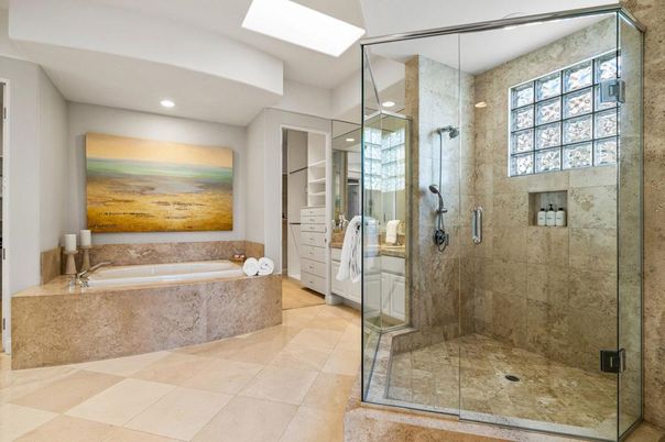 Bathroom, Glass Shower, Interior, Recessed Lighting