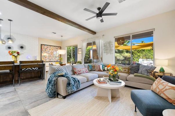 Dining room, Interior, Living room, Pendant Lights, Wooden Beams