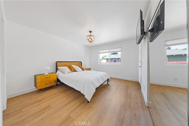 Bedroom, Chandelier, Interior, Wood Texture Flooring