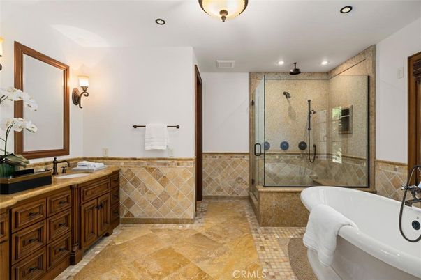Bathroom, Dual Sink Vanities, Glass Shower, Interior, Recessed Lighting