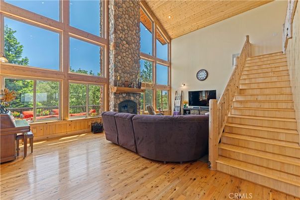 Fireplace, Interior, Living room, Piano, Recessed Lighting, Wooden Ceilings, Wood Texture Flooring