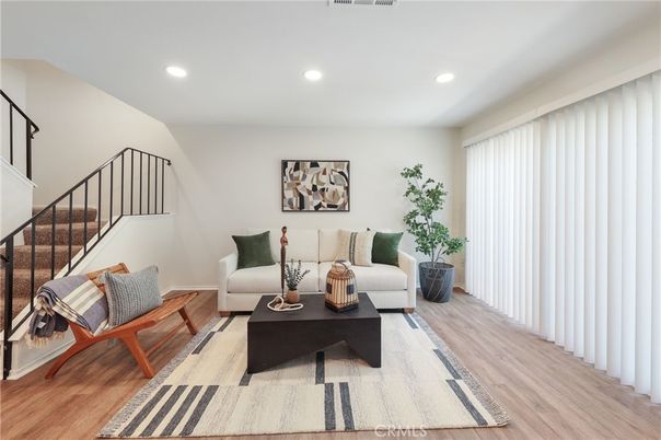 Interior, Living room, Recessed Lighting, Wood Texture Flooring