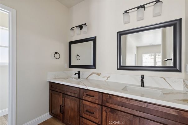 Bathroom, Dual Sink Vanities, Interior, Wood Texture Flooring