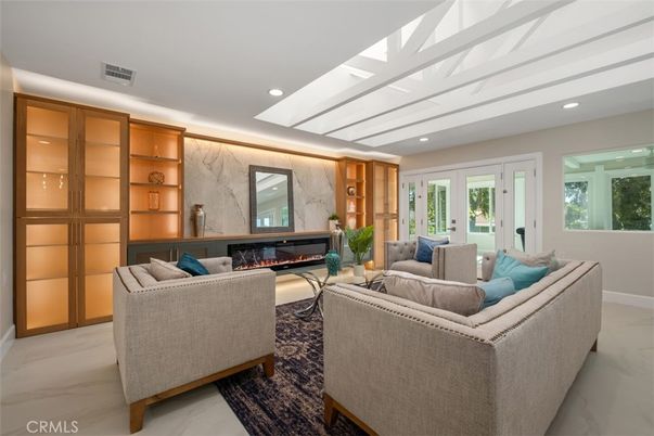 Fireplace, Interior, Living room, Marble Walls, Recessed Lighting