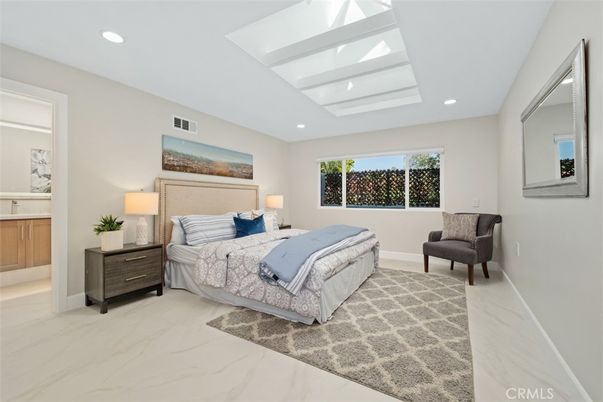 Bedroom, Interior, Marble, Recessed Lighting
