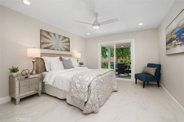Bedroom, Interior, Marble, Recessed Lighting