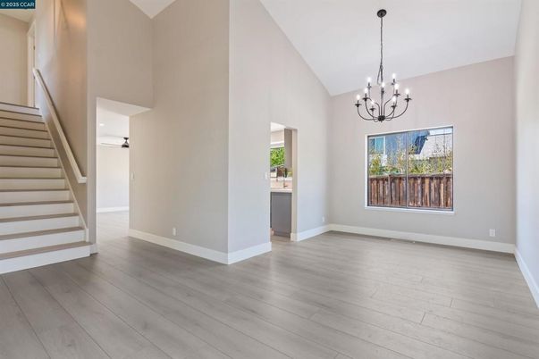 Chandelier, Empty room, Interior, Wood Texture Flooring