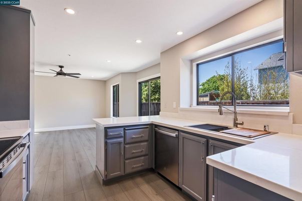 Interior, Kitchen, Recessed Lighting, Wood Texture Flooring