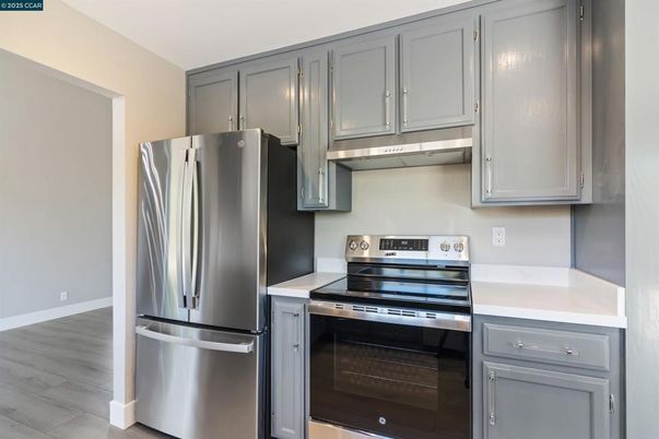 Interior, Kitchen, Stainless Steel Appliances, Wood Texture Flooring