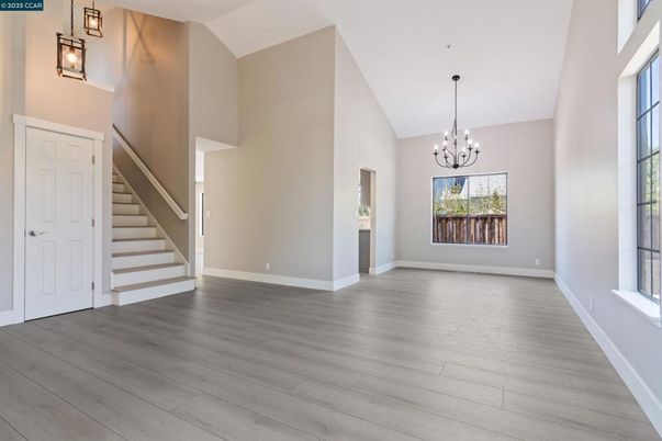 Chandelier, Empty room, Interior, Wood Texture Flooring