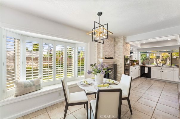 Dining room, Fireplace, Interior, Kitchen, Pendant Lights, Recessed Lighting, Stone Walls