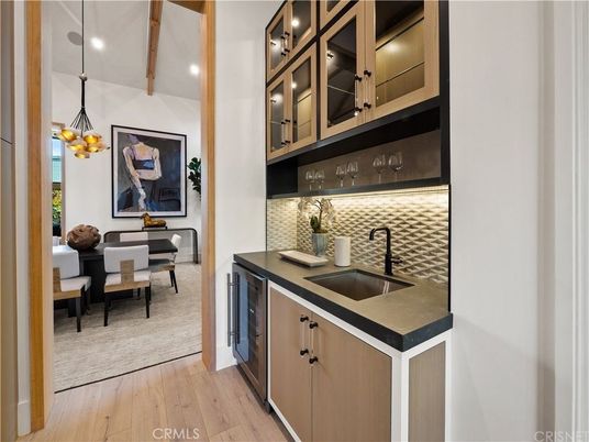 Dining room, Interior, Kitchen, Pendant Lights, Recessed Lighting, Wooden Beams, Wood Texture Flooring