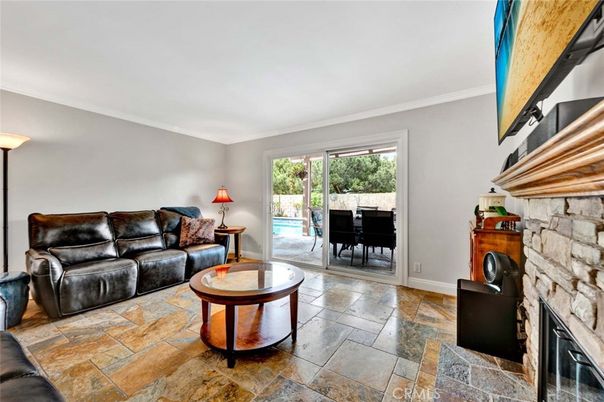 Dining room, Fireplace, Interior, Living room, Stone Walls