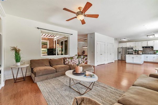 Interior, Kitchen, Living room, Stainless Steel Appliances, Wood Texture Flooring