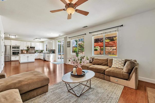 Interior, Kitchen, Living room, Stainless Steel Appliances, Wood Texture Flooring