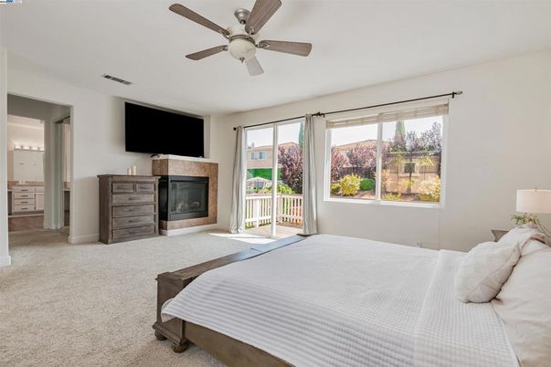 Bedroom, Fireplace, Interior