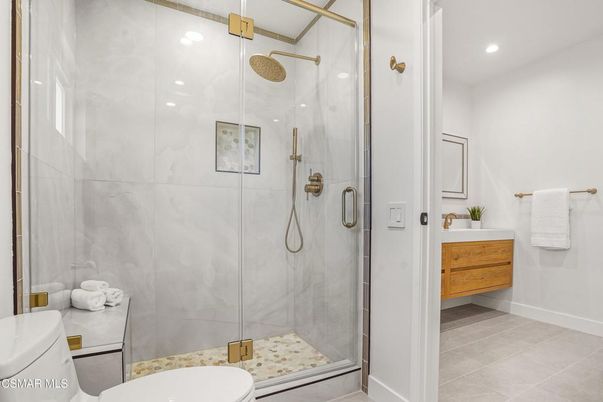 Bathroom, Glass Shower, Interior, Recessed Lighting