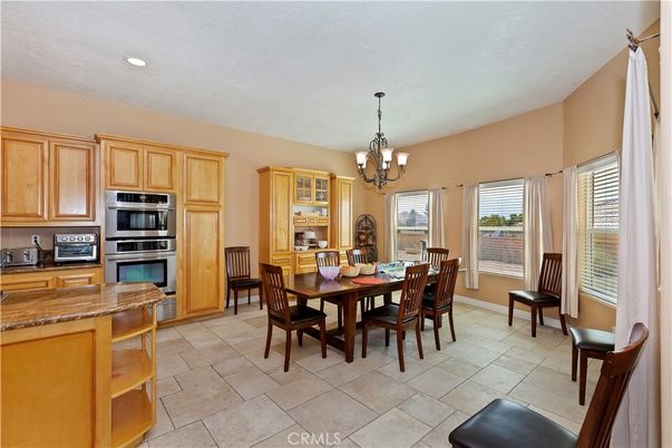Chandelier, Dining room, Interior, Kitchen, Recessed Lighting, Stainless Steel Appliances