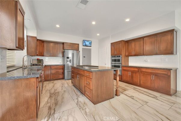 Interior, Kitchen, Marble, Recessed Lighting, Stainless Steel Appliances