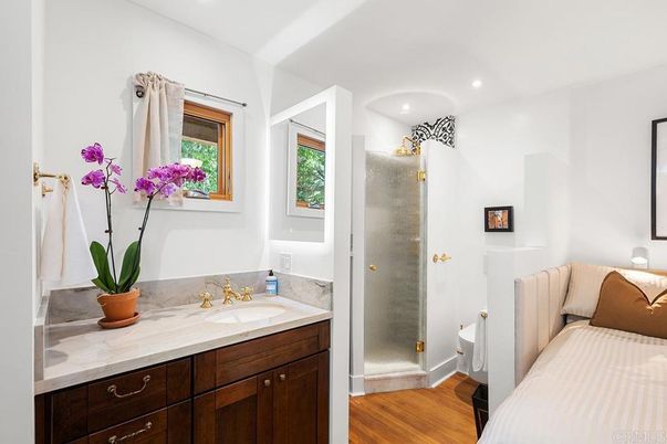 Bathroom, Bedroom, Interior, Recessed Lighting, Wood Texture Flooring