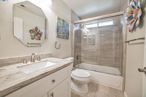 Bathroom, Glass Shower, Interior, Wood Texture Flooring