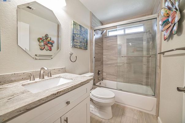 Bathroom, Glass Shower, Interior, Wood Texture Flooring