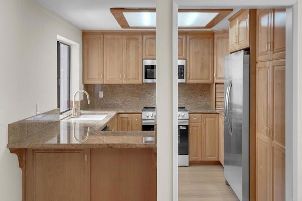 Interior, Kitchen, Stainless Steel Appliances, Wood Texture Flooring