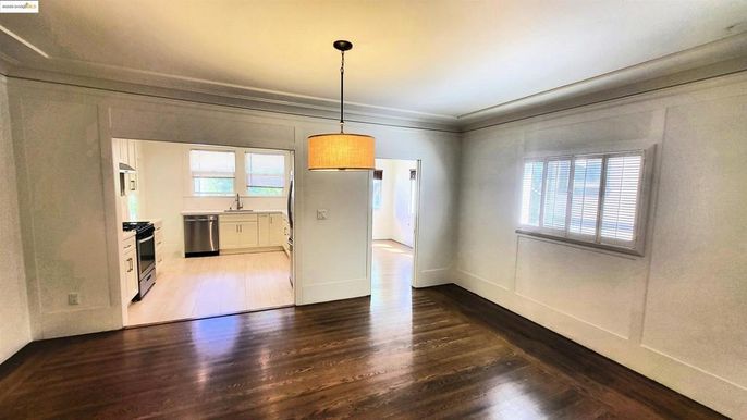 Interior, Kitchen, Pendant Lights, Stainless Steel Appliances, Wood Texture Flooring