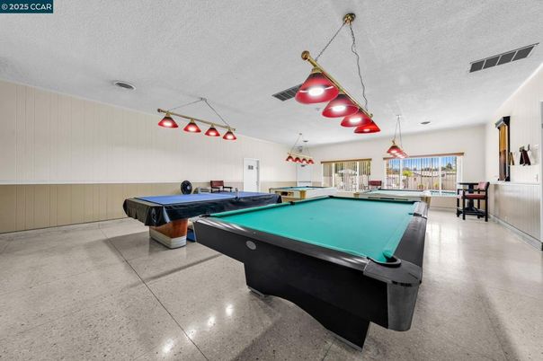 Billiard Table, Game Room, Interior, Pendant Lights