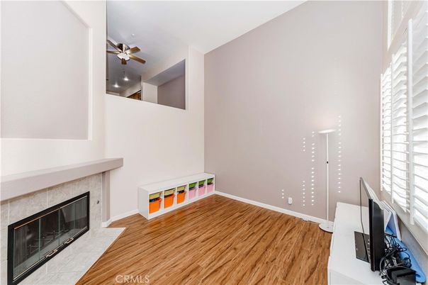 Fireplace, Interior, Recessed Lighting, Wood Texture Flooring