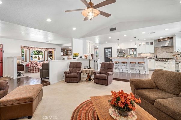 Interior, Kitchen, Living room, Pendant Lights, Recessed Lighting, Wood Texture Flooring