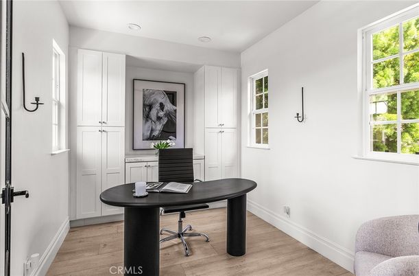 Home Office, Interior, Recessed Lighting, Wood Texture Flooring