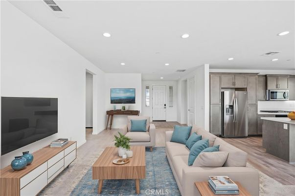 Interior, Kitchen, Living room, Recessed Lighting, Stainless Steel Appliances, Wood Texture Flooring