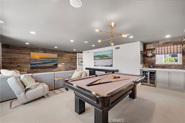 Billiard Table, Game Room, Interior, Pendant Lights, Recessed Lighting, Wooden Walls