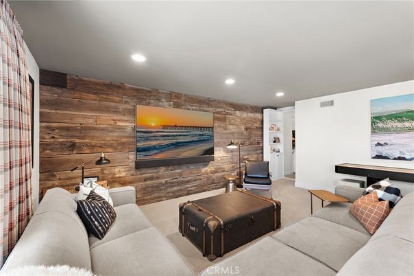 Interior, Living room, Recessed Lighting, Wooden Walls