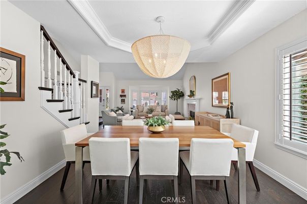 Chandelier, Dining room, Fireplace, Interior, Living room, Wood Texture Flooring