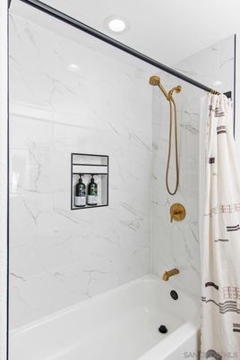 Bathroom, Interior, Marble Walls, Recessed Lighting