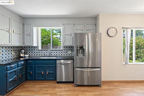 Interior, Kitchen, Stainless Steel Appliances, Wood Texture Flooring