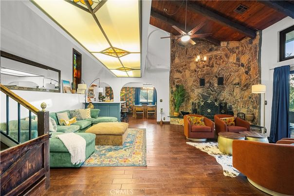 Fireplace, Interior, Living room, Stone Walls, Wooden Beams, Wooden Ceilings, Wood Texture Flooring