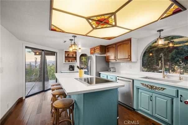 Interior, Kitchen, Pendant Lights, Stainless Steel Appliances, Wood Texture Flooring