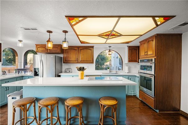 Interior, Kitchen, Pendant Lights, Wood Texture Flooring