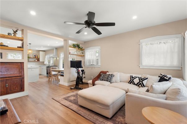 Fitness Equipment, Interior, Kitchen, Living room, Pendant Lights, Recessed Lighting, Wood Texture Flooring