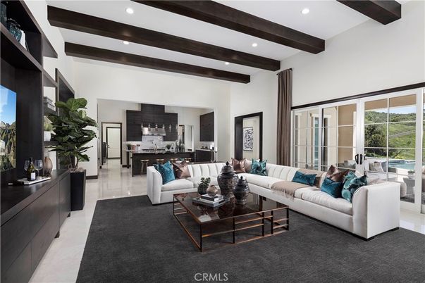 Interior, Kitchen, Living room, Recessed Lighting, Wooden Beams