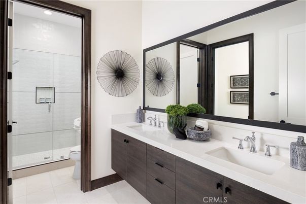 Bathroom, Dual Sink Vanities, Glass Shower, Interior, Recessed Lighting