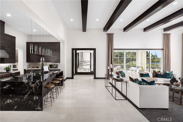 Interior, Kitchen, Living room, Pendant Lights, Recessed Lighting, Stainless Steel Appliances, Wooden Beams